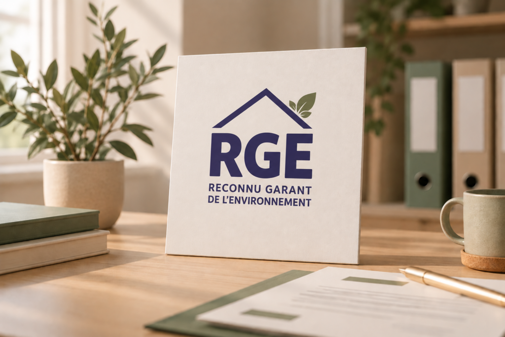 Certification RGE sur bureau chaleureux