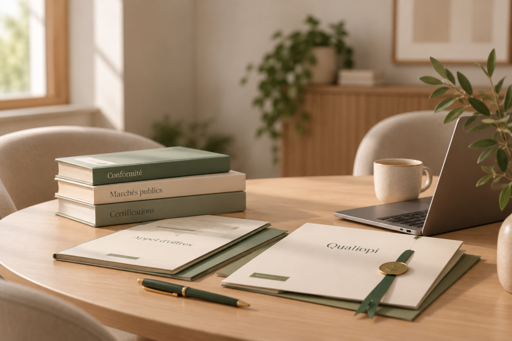 Documents Qualiopi sur table de travail